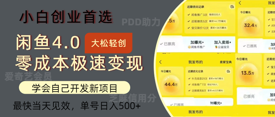 闲鱼0成本极速变现项目，多种变现方式，单号日入500+最新玩法-欧乐副业网