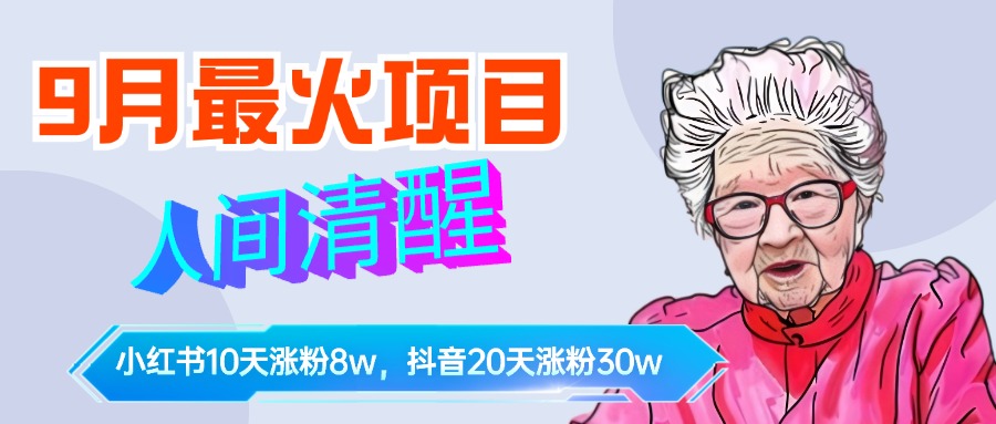 9月最火项目，人间清醒柒奶奶，10天小红薯涨粉8w+，单篇笔记报价1400.-欧乐副业网