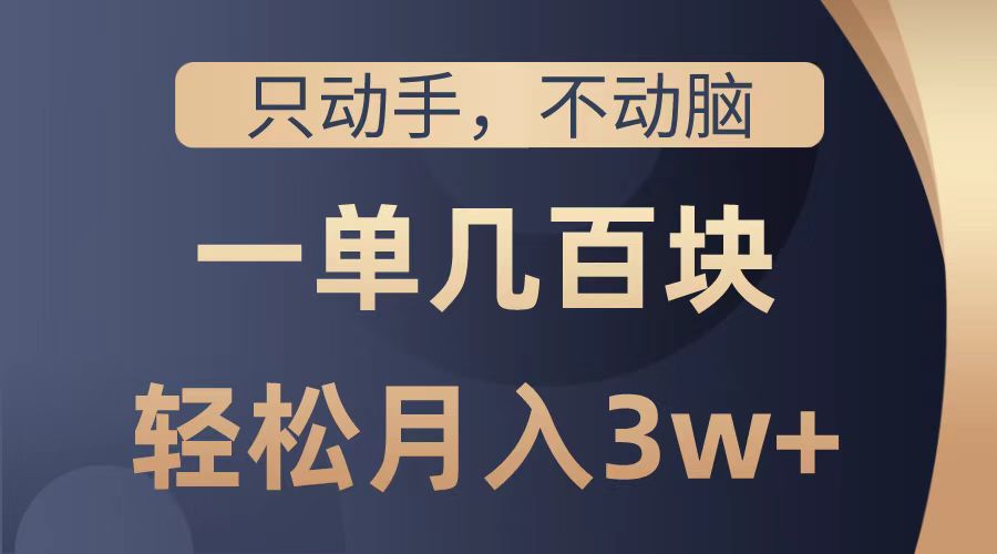 只动手不动脑，一单几百块，轻松月入2w+，看完就能直接操作，详细教程-欧乐副业网