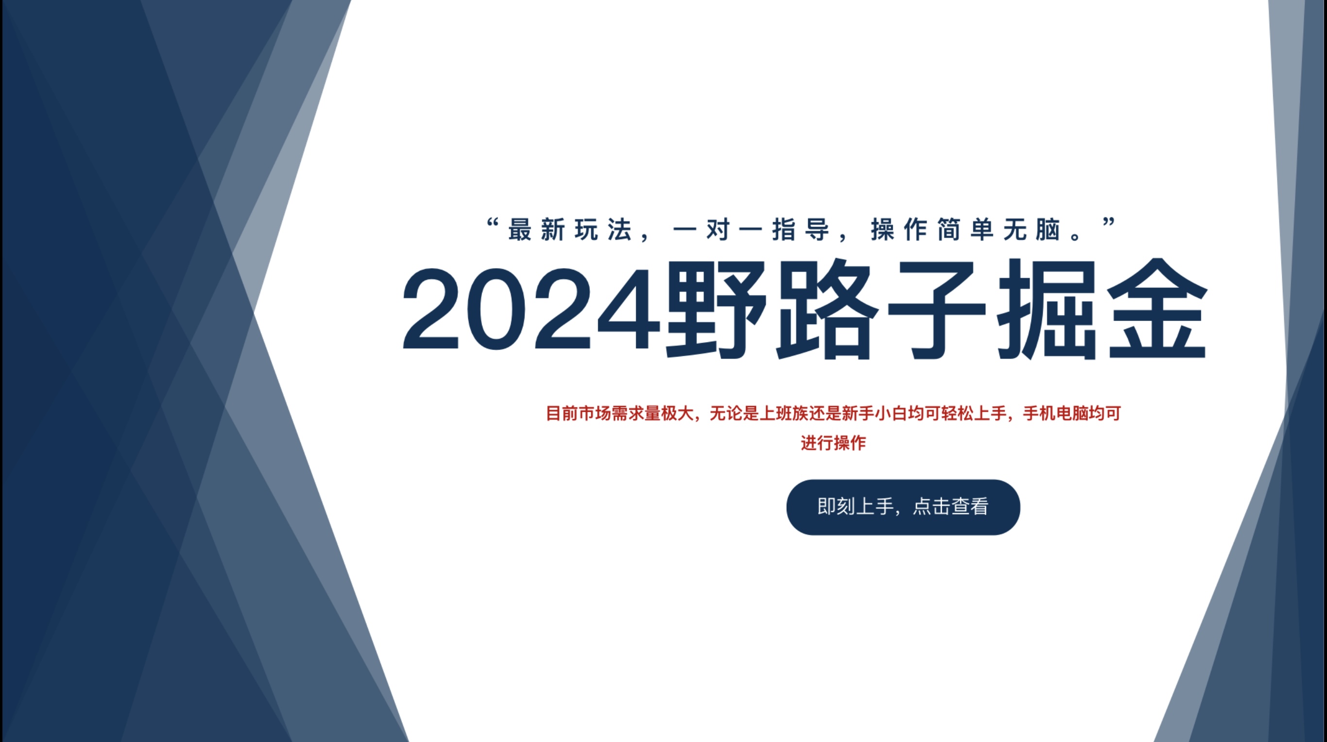 2024野路子掘金，最新玩 法， 一对一指导，操作简单无脑。-欧乐副业网