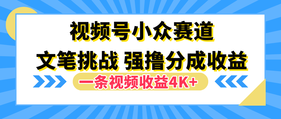 视频号小众赛道,文笔挑战,一条视频收益4K+-欧乐副业网