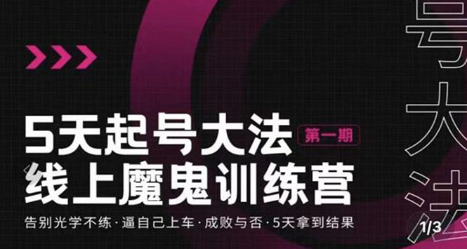 【副业项目3626期】五天起号魔鬼训练营，告别光学不练，逼自己上车，成败与否，5天拿到结果-欧乐副业网