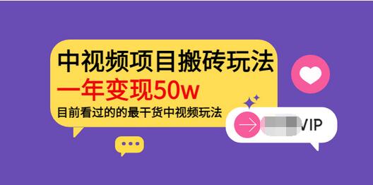 【副业项目3965期】《老吴·中视频项目搬砖玩法，一年变现50w》目前看过的的最干货中视频玩法-欧乐副业网