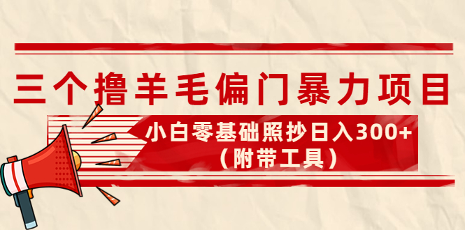 【副业项目4412期】外面卖998的三个撸羊毛偏门暴力项目，小白零基础照抄日入300+（附带工具）-欧乐副业网