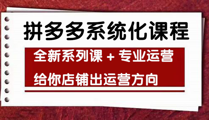 【副业项目4542期】车神陪跑，拼多多系统化课程，全新系列课+专业运营给你店铺出运营方向-欧乐副业网