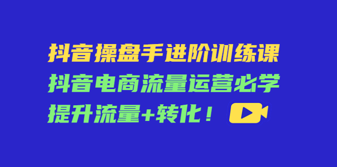 【副业项目4600期】抖音操盘手进阶训练课：抖音电商流量运营必学，提升流量+转化-欧乐副业网