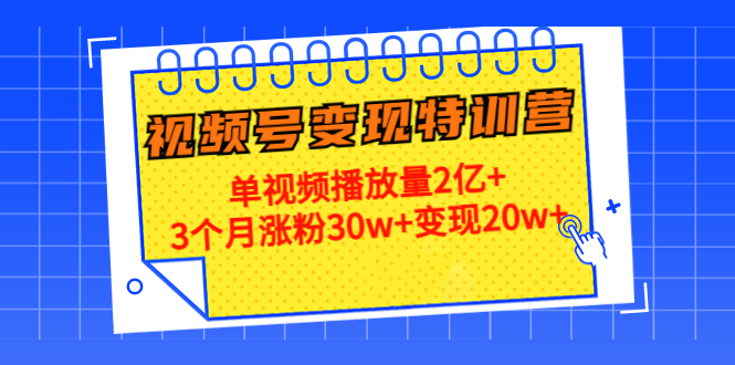 【副业项目4713期】20天视频号变现特训营：单视频播放量2亿+3个月涨粉30w+变现20w+-欧乐副业网