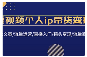 【副业项目4835期】短视频个人ip带货变现：爆款文案/流量运营/直播入门/镜头变现/流量商业-欧乐副业网