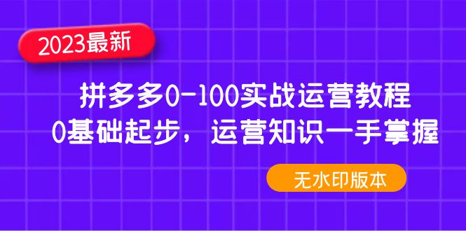 【副业项目5048期】2023拼多多0-100实战运营教程，0基础起步，运营知识一手掌握-欧乐副业网