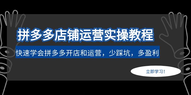 【副业项目5088期】拼多多店铺运营实操教程：快速学会拼多多开店和运营，少踩坑，多盈利-欧乐副业网