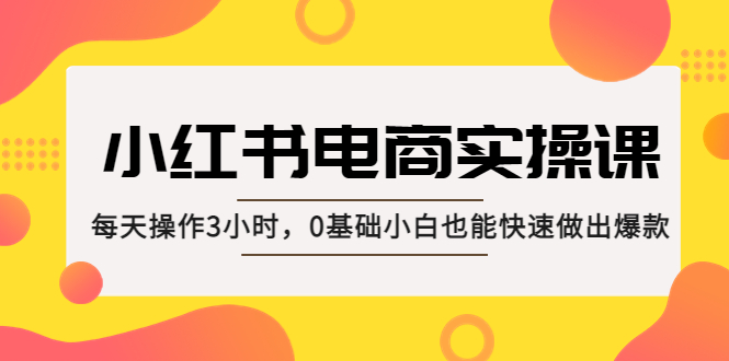 【副业项目5332期】小红书·电商实操课：每天操作3小时，0基础小白也能快速做出爆款-欧乐副业网