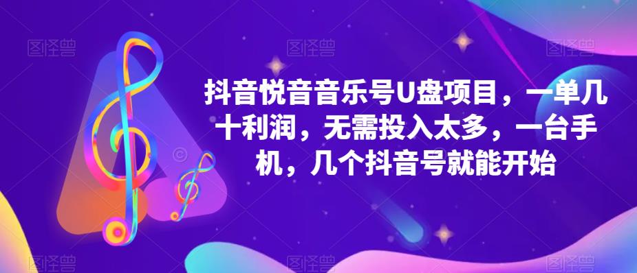 【副业项目5503期】抖音音乐号U盘项目 一单几十利润 无需投入太多 一台手机 几个抖音号就开始-欧乐副业网