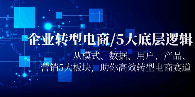 【副业项目5960期】企业转型电商/5大底层逻辑，从模式 数据 用户 产品 营销5大板块，高效转型-欧乐副业网