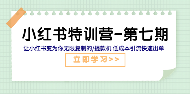 【副业项目5683期】小红书特训营-第七期 让小红书变为你无限复制的/提款机 低成本引流快速出单-欧乐副业网