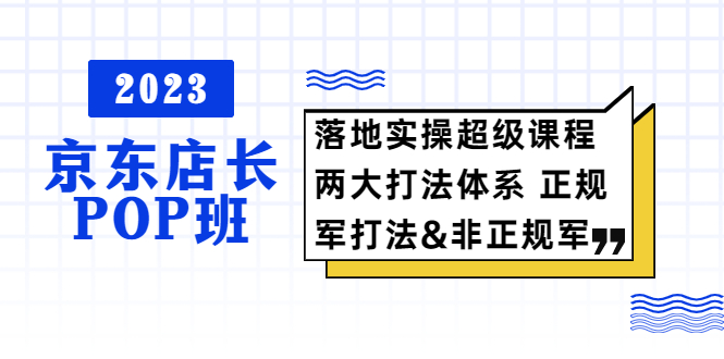 【副业项目5761期】2023京东店长·POP班 落地实操超级课程 两大打法体系 正规军&非正规军-欧乐副业网