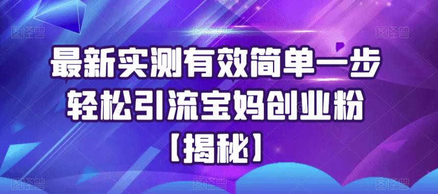 【副业项目6204期】最新实测有效简单一步轻松引流宝妈创业粉【揭秘】-欧乐副业网