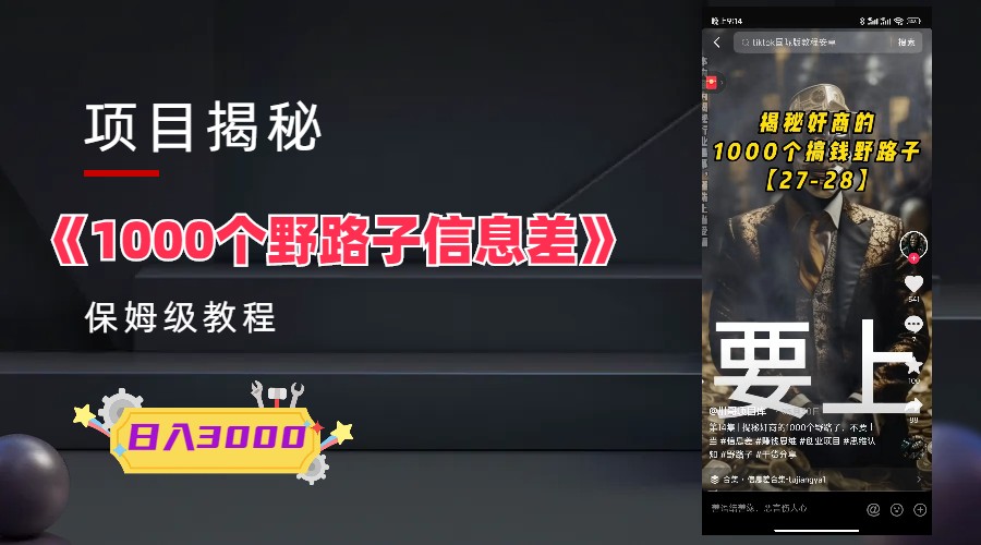 【副业项目6163期】1000个野路子信息差保姆式教程-单日变现3000+的玩法解密-欧乐副业网