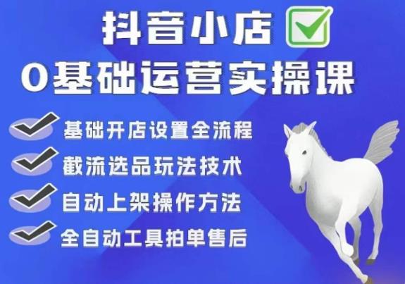 【副业项目6317期】白马电商·0基础抖店运营实操课，基础开店设置全流程，截流选品玩法技术-欧乐副业网