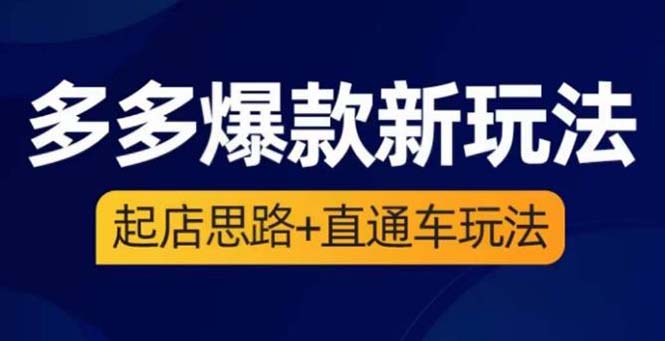 【副业项目6039期】2023拼多多爆款·新玩法：起店思路+直通车玩法（3节精华课）-欧乐副业网