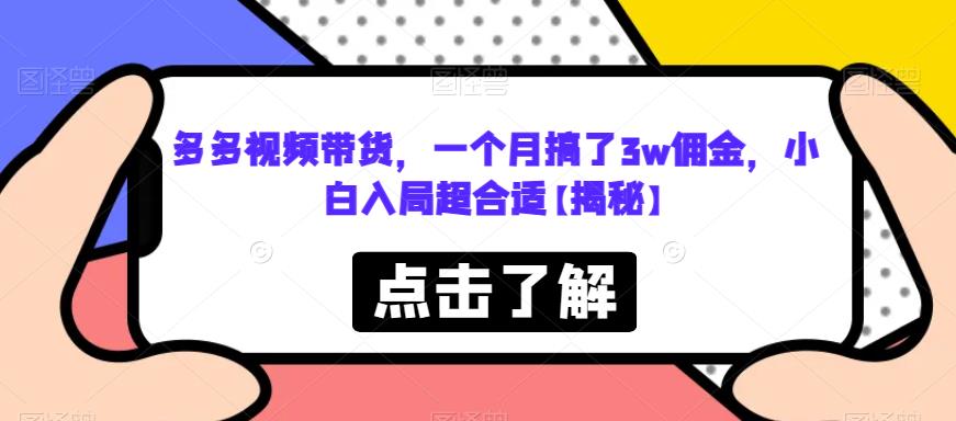 【副业项目6752期】多多视频带货，一个月搞了3w佣金，小白入局超合适【揭秘】-欧乐副业网