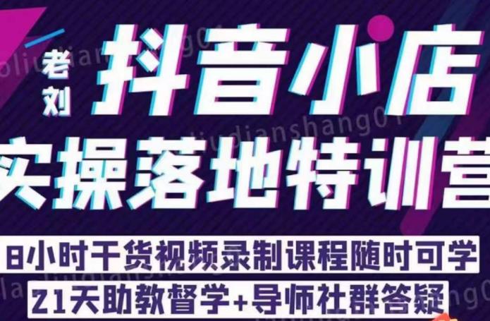 【副业项目6755期】老刘·抖店商品卡流量，​抖音小店实操落地特训营，8小时干货视频录制课程随时可学-欧乐副业网