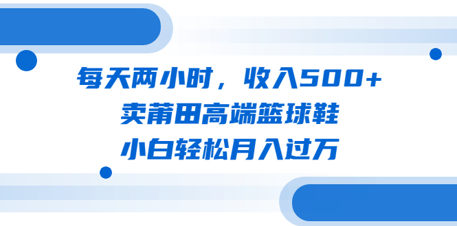 【副业项目6542期】每天两小时，收入500+，卖莆田高端篮球鞋，小白轻松月入过万（教程+素材）-欧乐副业网