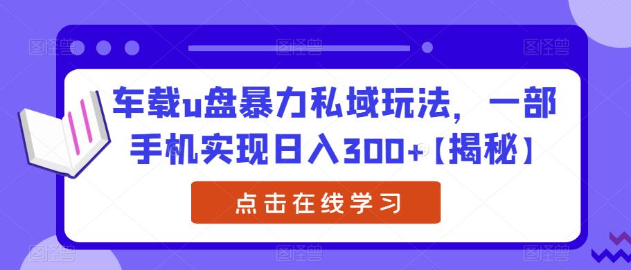 【副业项目6441期】车载u盘暴力私域玩法，一部手机实现日入300+【揭秘】-欧乐副业网