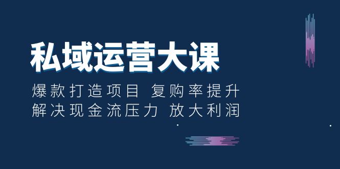 【副业项目6574期】私域运营大课：爆款打造项目 复购率提升 解决现金流压力 放大利润-欧乐副业网