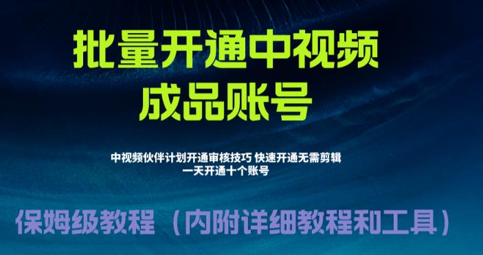 【副业项目6718期】外面收费1980暴力开通中视频计划教程，附 快速通过中视频伙伴计划的办法-欧乐副业网