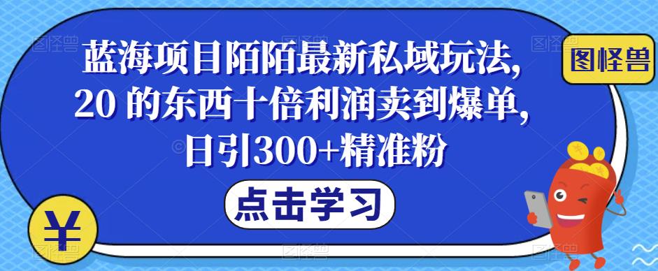 【副业项目6699期】蓝海项目陌陌最新私域玩法，20 的东西十倍利润卖到爆单，日引300+精准粉【揭秘】-欧乐副业网