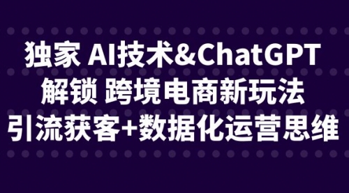 【副业项目6780期】独家 AI技术&ChatGPT解锁 跨境电商新玩法，引流获客+数据化运营思维-欧乐副业网