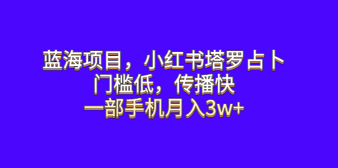【副业项目6528期】蓝海项目，小红书塔罗占卜，门槛低，传播快，一部手机月入3w+-欧乐副业网
