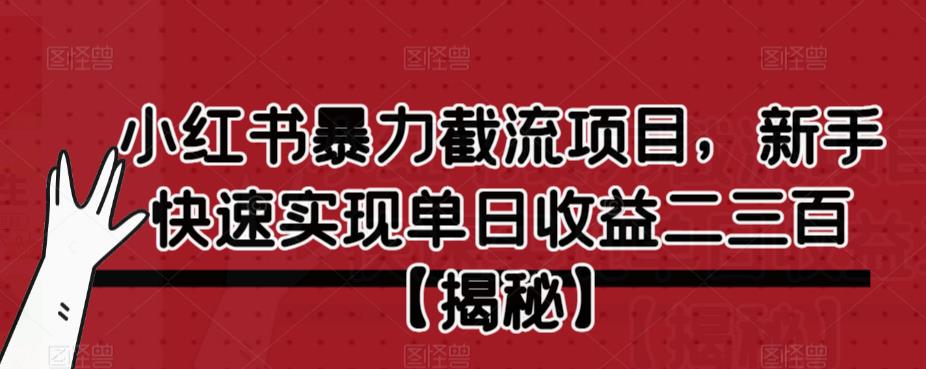 【副业项目6889期】小红书暴力截流项目，新手快速实现单日收益二三百【仅揭秘】-欧乐副业网