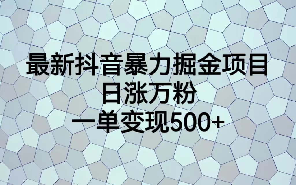 【副业项目6939期】最新抖音暴力掘金项目，日涨万粉，一单变现500+-欧乐副业网