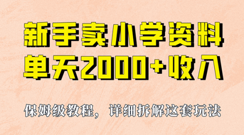 【副业项目7100期】卖小学资料，实现单天2000+，实操项目，保姆级教程+资料+工具-欧乐副业网