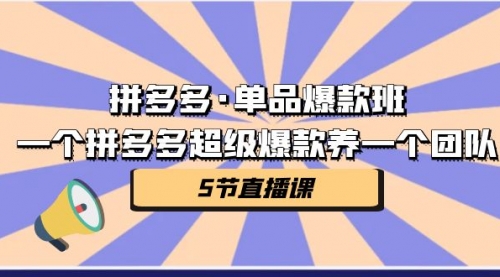 【副业项目第7171期】拼多多·单品爆款班，一个拼多多超级爆款养一个团队-欧乐副业网