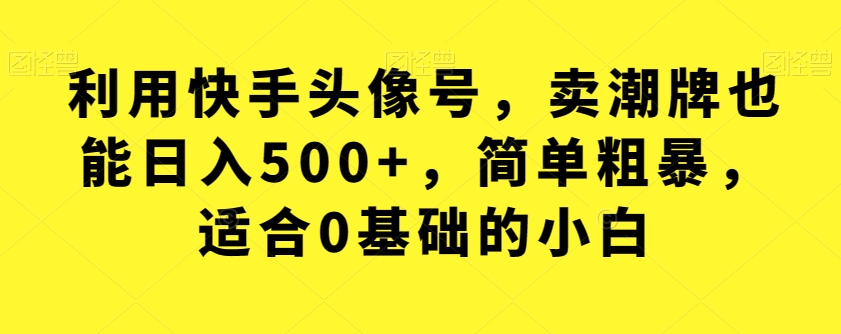 【副业项目7527期】利用快手头像号，卖潮牌也能日入500+，简单粗暴，适合0基础的小白【揭秘】-欧乐副业网