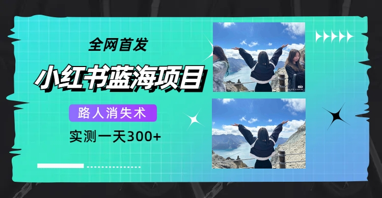 【副业项目7750期】全网首发，小红书蓝海项目，路人消失术，实测一天300+（教程+工具）-欧乐副业网