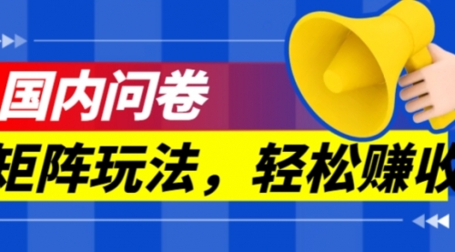 【副业项目7605期】保姆级教程，国内问卷矩阵玩法，轻松赚收益-欧乐副业网