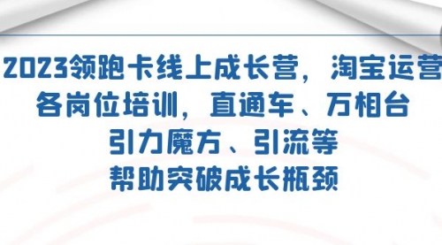 【副业项目7677期】2023领跑·卡 线上成长营 淘宝运营各岗位培训 直通车 万相台 引力魔方 引流-欧乐副业网