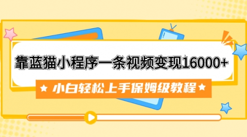【副业项目7909期】靠蓝猫小程序一条视频变现16000+小白轻松上手保姆级教程（附166G资料素材）-欧乐副业网