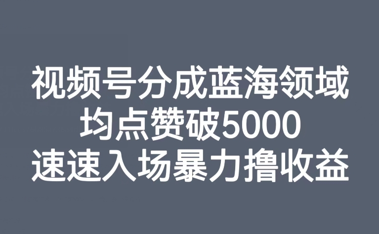 【副业项目8023期】视频号分成蓝海领域，均点赞破5000，速速入场暴力撸收益-欧乐副业网