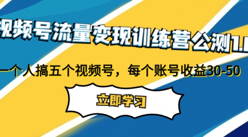 【副业项目8026期】视频号流量变现训练营公测1.0：一个人搞五个视频号，每个账号收益30-50-欧乐副业网
