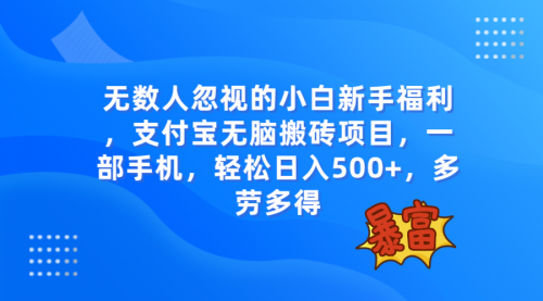 【副业项目8111期】无数人忽视的项目，支付宝无脑搬砖项目，一部手机即可操作，轻松日入500+-欧乐副业网