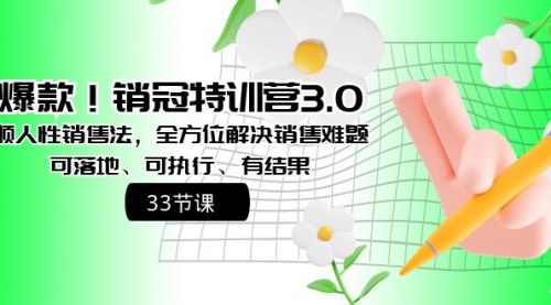 【副业8705期】销冠特训营3.0之顺人性销售法，全方位解决销售难题、可落地-欧乐副业网