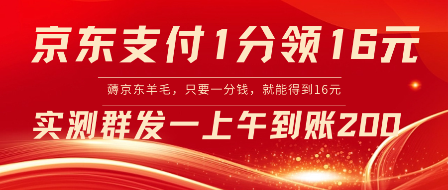 【副业8772期】京东活动：支付1分得16元实操到账200-欧乐副业网