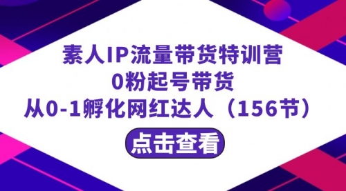 【副业8847期】繁星·计划素人IP流量带货特训营：0粉起号带货 从0-1孵化网红达人（156节）-欧乐副业网