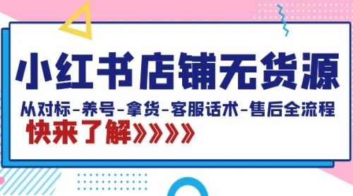 【副业8940期】小红书店铺无货源：从对标-养号-拿货-客服话术-售后全流程（20节课）-欧乐副业网