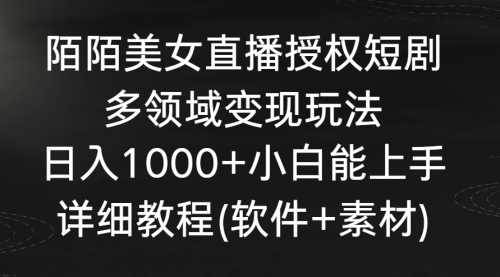 【副业8963期】陌陌美女直播授权短剧，多领域变现玩法，日入1000+-欧乐副业网