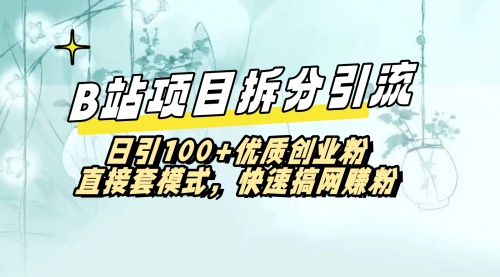 【副业8967期】B站项目拆分引，快速日3100+优质创业粉-欧乐副业网